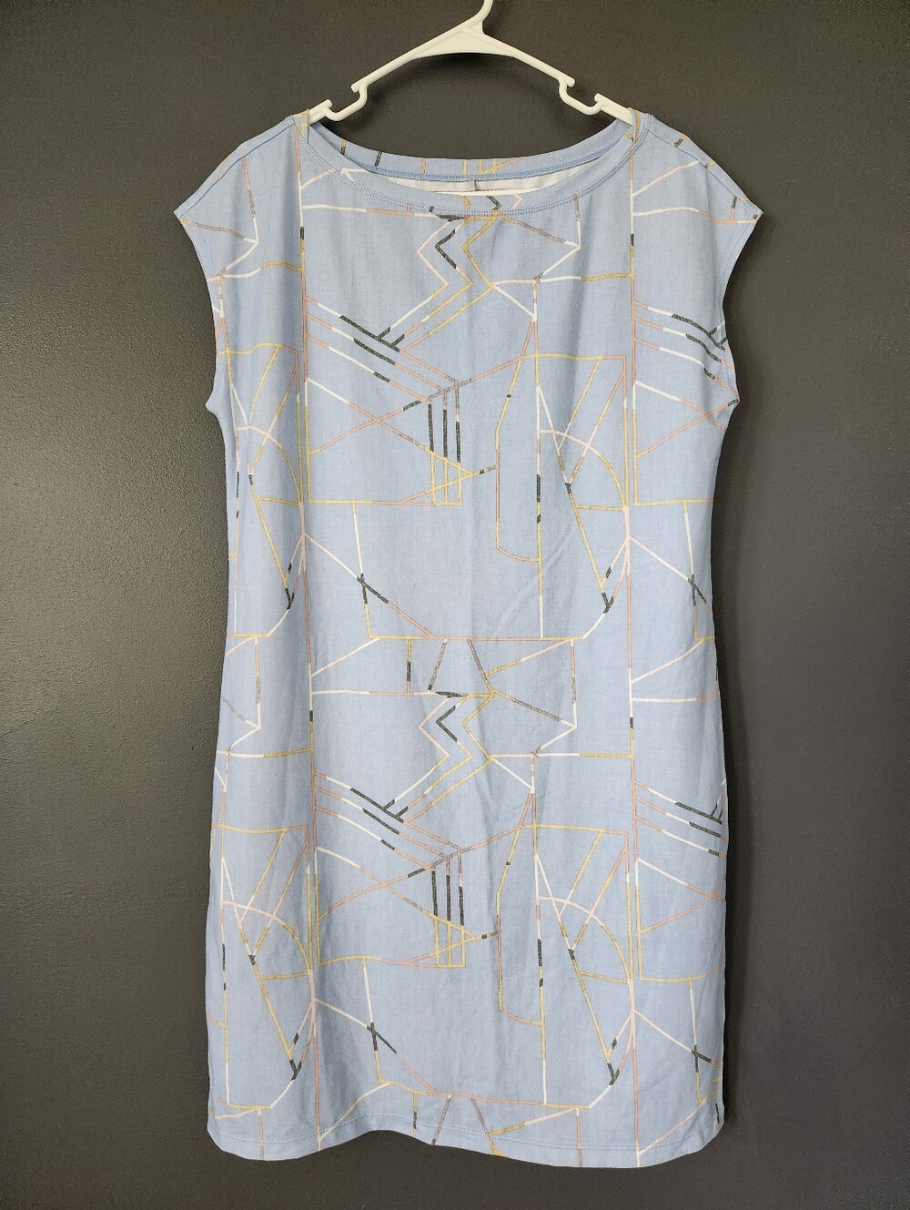 Prana Sanna Geometric Baby Blue Dress EUC Feels Unworn, Women's Large